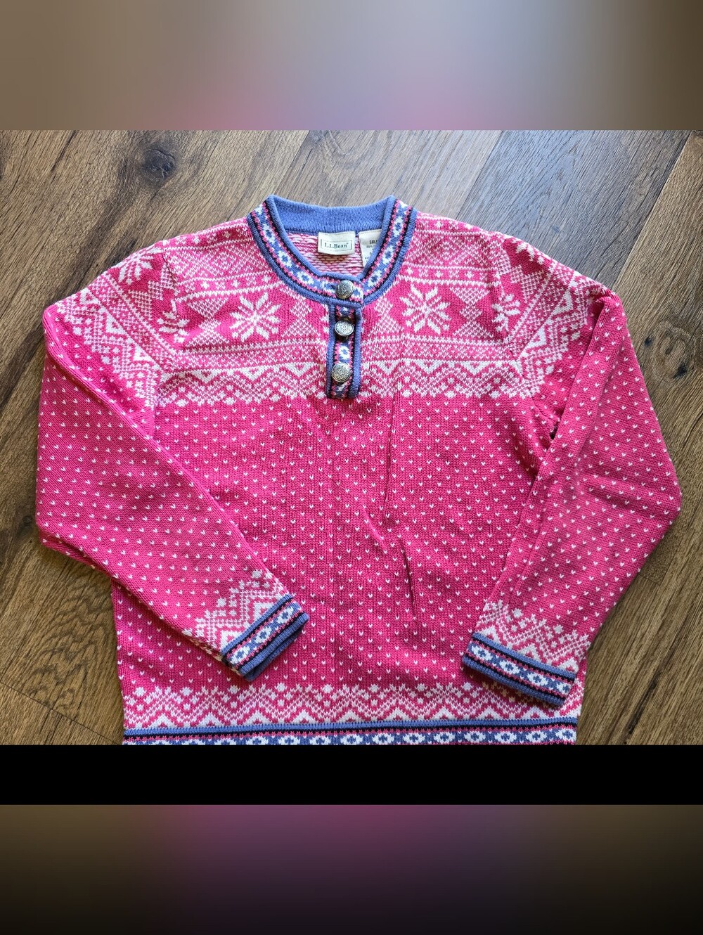 Vintage L.L. Bean Pink Nordic Fair Isle Sweater